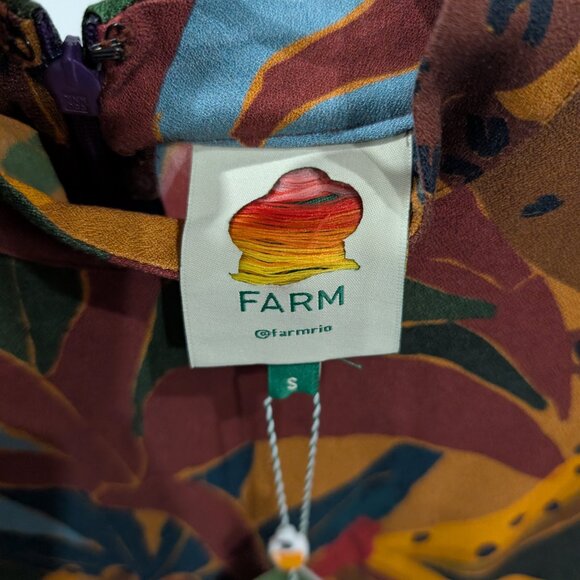 NWT FARM Rio Multicolor Leaf Print Leopard's Jungle Midi Dress Small - Picture 6 of 8